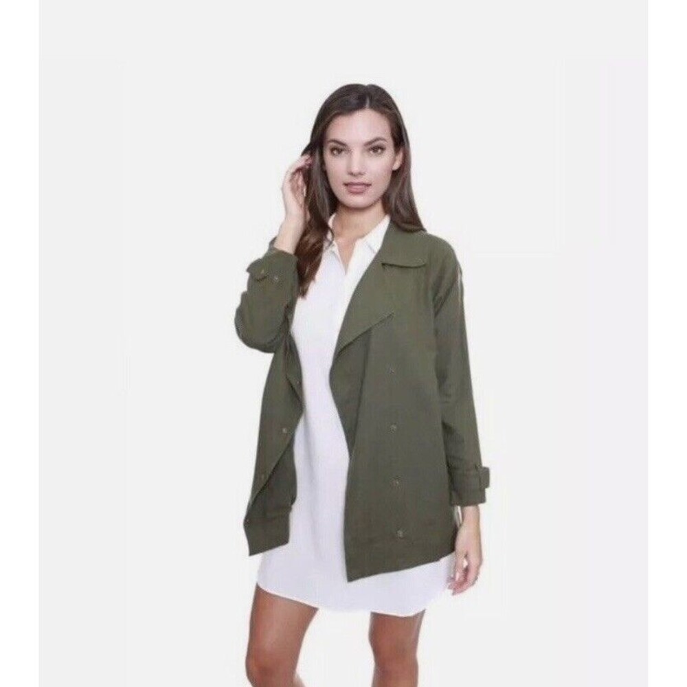 Love Tree Linen Blend Boho Utility Jacket Size Large Olive Green Lightweight